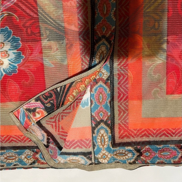 Chico's Travelers Paisley Print Top Multicolor Sheer Blouse Jacket Size 2 Large - Picture 9 of 12